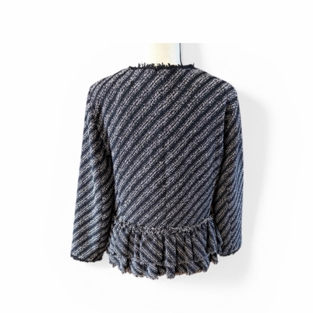 Ann Taylor Tweed Striped Ruffle Jacket - Picture 3 of 6